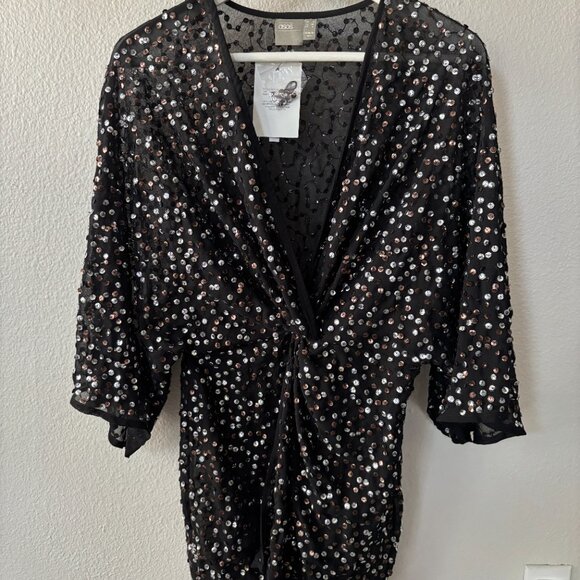 Asos - Kimono Sequin Mini Dress - Picture 2 of 5